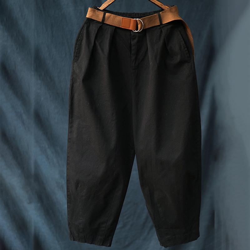 Casual Pure Color Bloom Pants With Belt