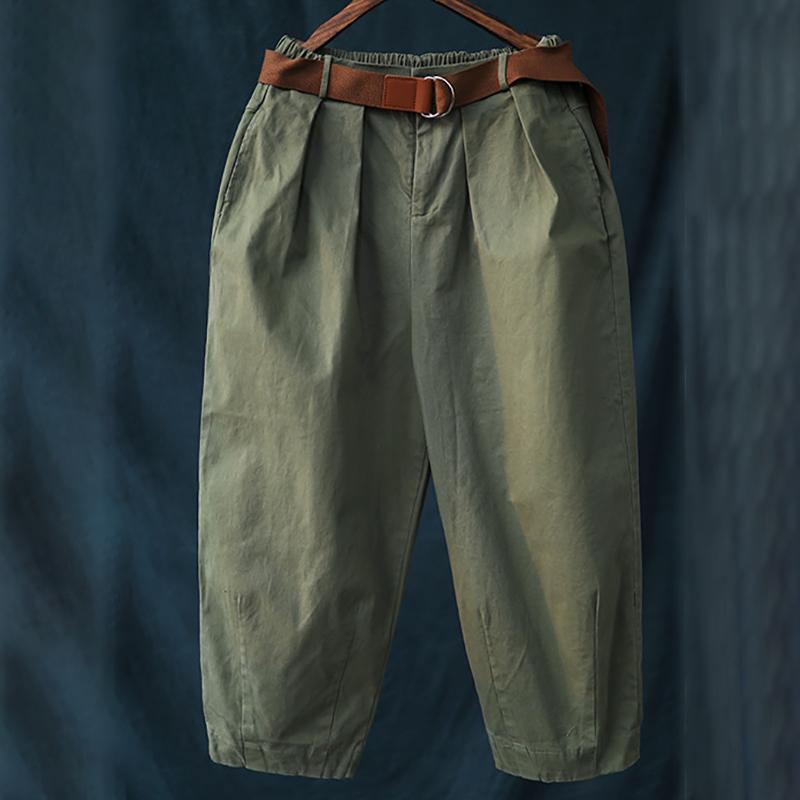 Casual Pure Color Bloom Pants With Belt