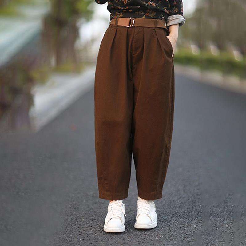 Casual Pure Color Bloom Pants With Belt