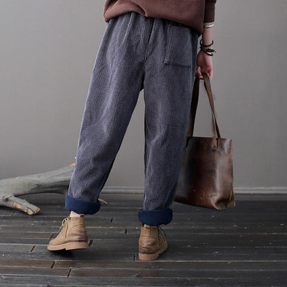 Casual Pure Color Corduroy Harem Pants