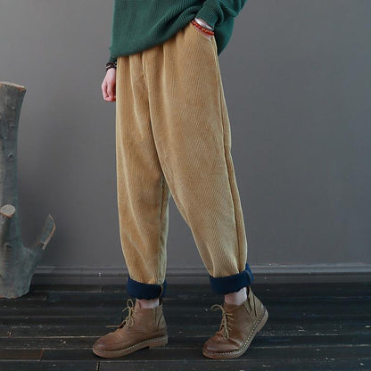 Casual Pure Color Corduroy Harem Pants