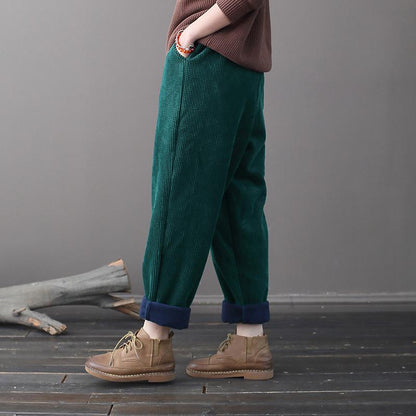 Casual Pure Color Corduroy Harem Pants