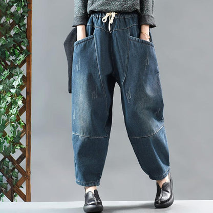Casual Pure Color Velvet Harem Jeans