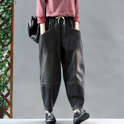 Casual Pure Color Velvet Harem Jeans