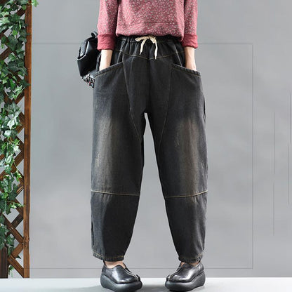 Casual Pure Color Velvet Harem Jeans
