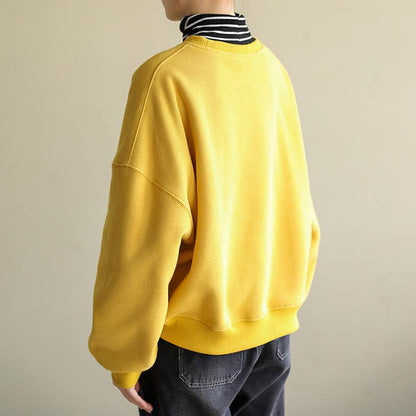 Casual Pure Color Wrinkle Fleece Sweatshirt