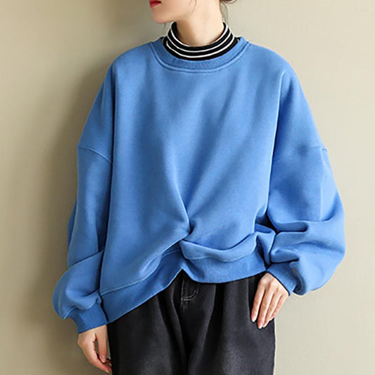 Casual Pure Color Wrinkle Fleece Sweatshirt