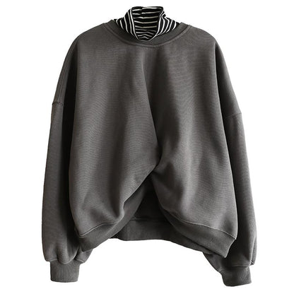 Casual Pure Color Wrinkle Fleece Sweatshirt