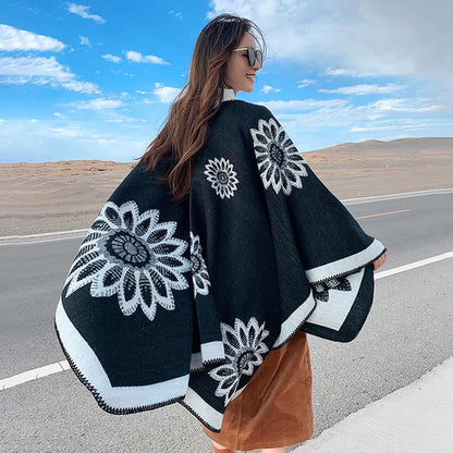 Casual Retro Autumn Floral Printed Scarf