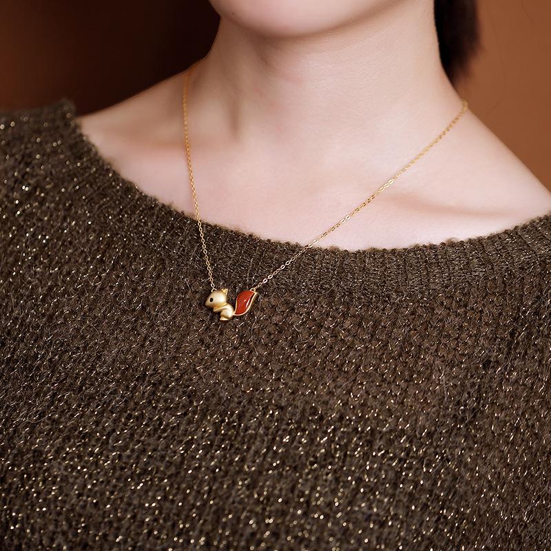 Casual Retro Cute Squirrel Pendant Necklace