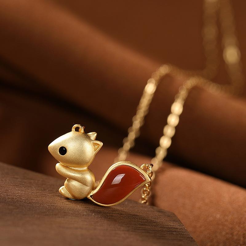 Casual Retro Cute Squirrel Pendant Necklace