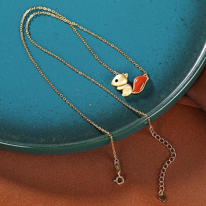 Casual Retro Cute Squirrel Pendant Necklace