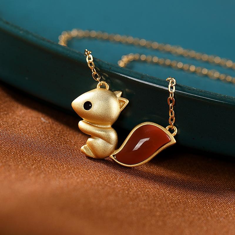 Casual Retro Cute Squirrel Pendant Necklace