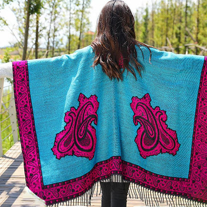 Casual Retro Jacquard Fringe Thick Warm Scarf
