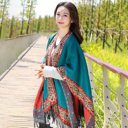Casual Retro Jacquard Fringe Thick Warm Scarf
