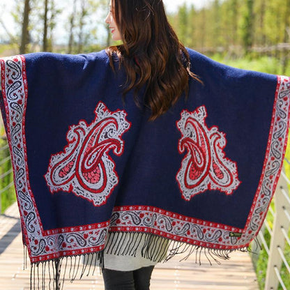 Casual Retro Jacquard Fringe Thick Warm Scarf