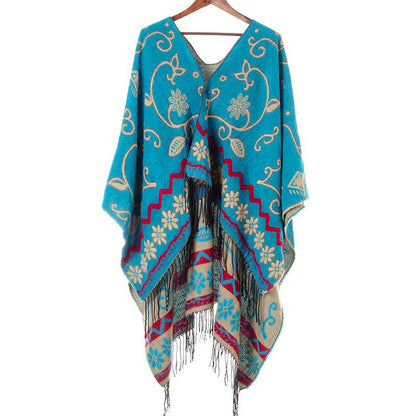 Casual Retro Jacquard Fringe Thick Warm Scarf
