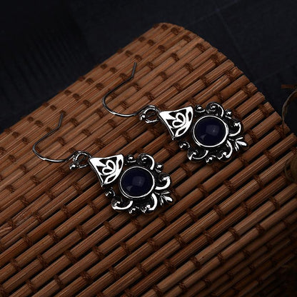 Casual Retro Sapphire Flower Earrings