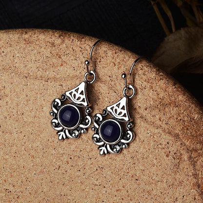 Casual Retro Sapphire Flower Earrings