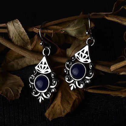 Casual Retro Sapphire Flower Earrings