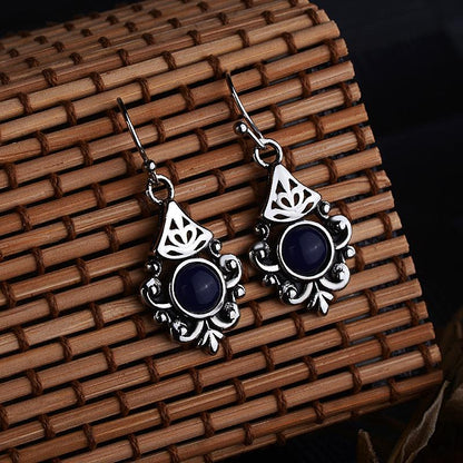 Casual Retro Sapphire Flower Earrings