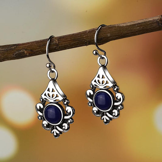 Casual Retro Sapphire Flower Earrings