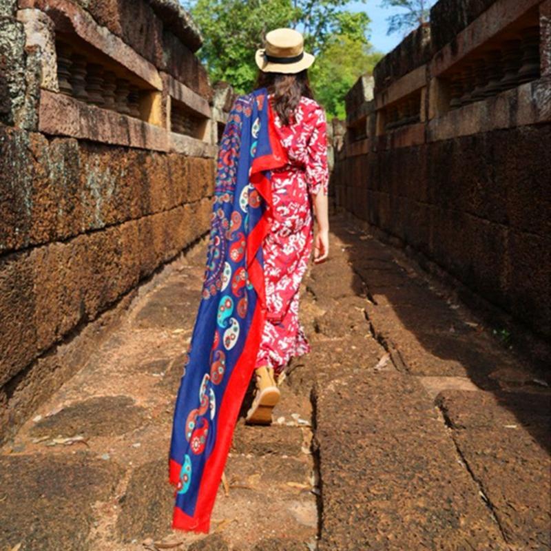 Casual Retro Sunscreen Burr Print Scarf