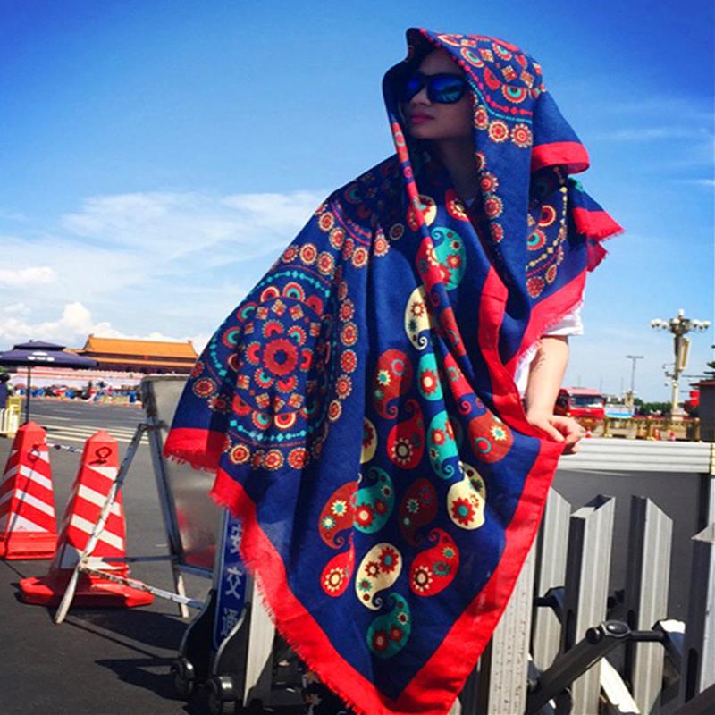 Casual Retro Sunscreen Burr Print Scarf