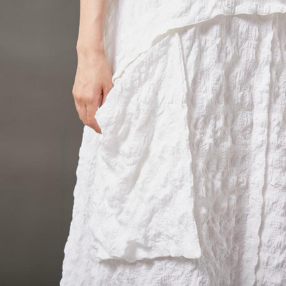 Casual Round Neck Cotton Solid Irregular Dress