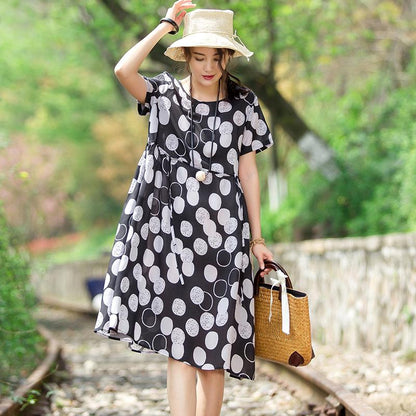 Casual Round Neck Short Sleeve Circular Dress