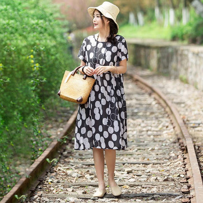 Casual Round Neck Short Sleeve Circular Dress