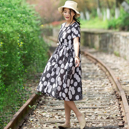 Casual Round Neck Short Sleeve Circular Dress