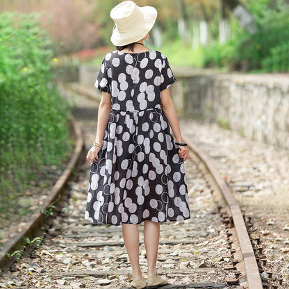Casual Round Neck Short Sleeve Circular Dress