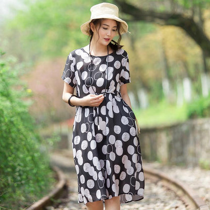 Casual Round Neck Short Sleeve Circular Dress