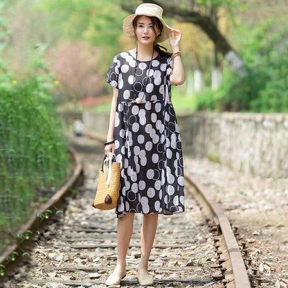 Casual Round Neck Short Sleeve Circular Dress