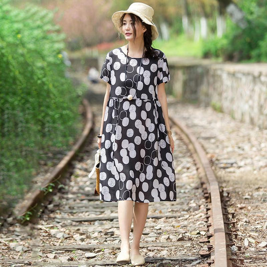 Casual Round Neck Short Sleeve Circular Dress