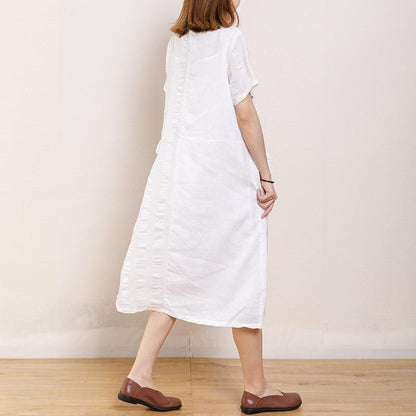 Casual Round Neck Short Sleeve Pockets Dress