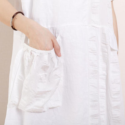 Casual Round Neck Short Sleeve Pockets Dress