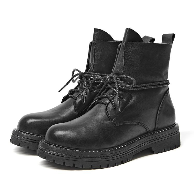Casual Simple Lace-Up Leather Boots