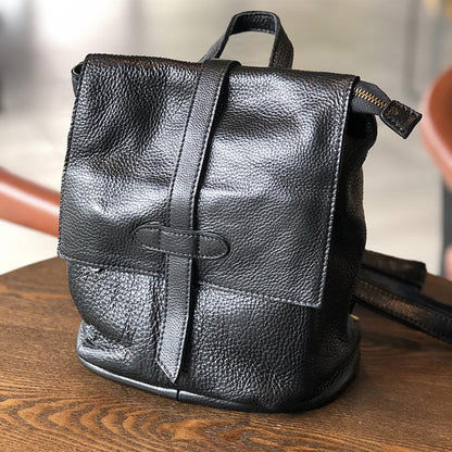 Casual Simple Travel Soft Leather Backpack