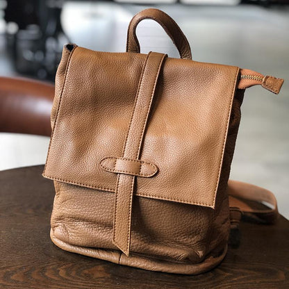 Casual Simple Travel Soft Leather Backpack