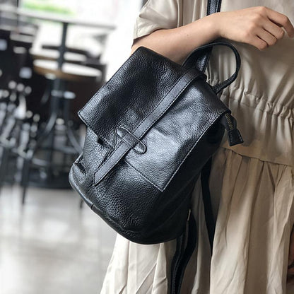 Casual Simple Travel Soft Leather Backpack