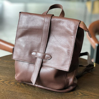 Casual Simple Travel Soft Leather Backpack