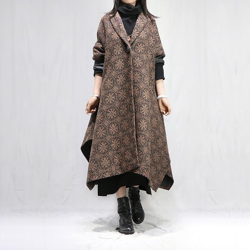 Casual Single Button Irregular Loose Woolen Coat