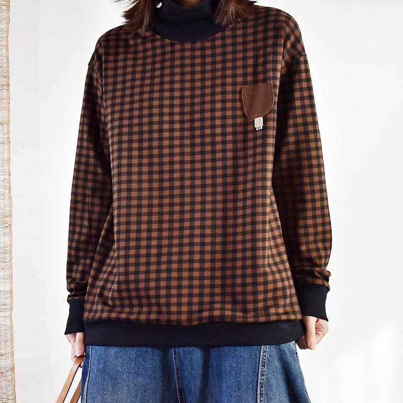 Casual Single Pocket Checks Sweatshirt