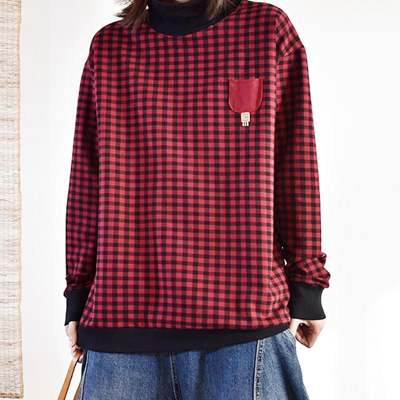 Casual Single Pocket Checks Sweatshirt