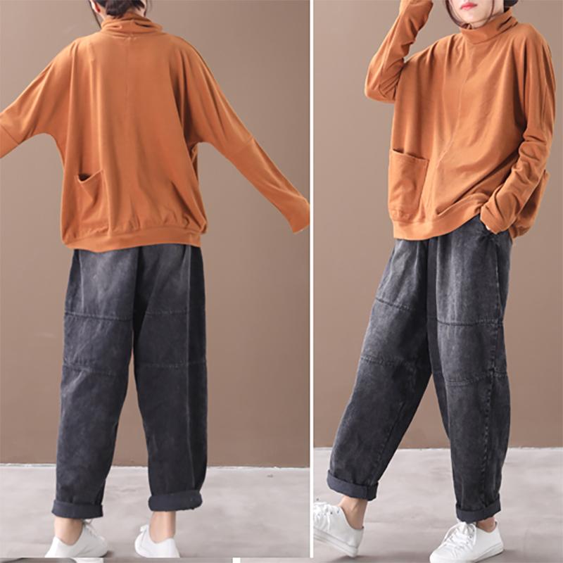 Casual Single Pocket Turtleneck Bottoming Shirt