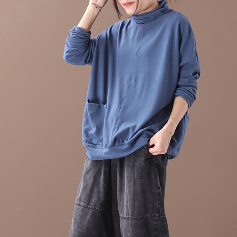 Casual Single Pocket Turtleneck Bottoming Shirt