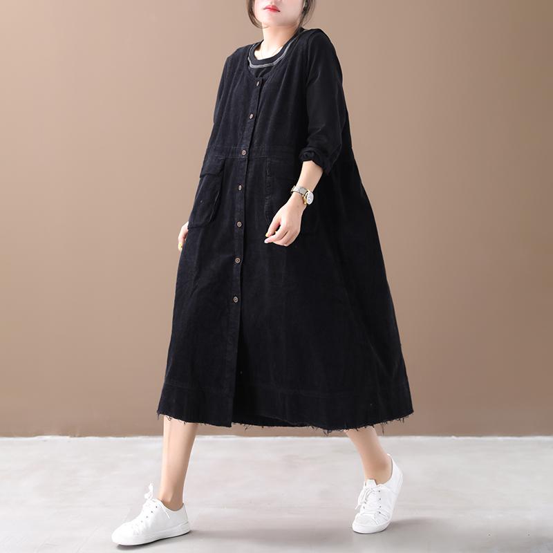 Casual Solid Color Corduroy Sleeveless Dress