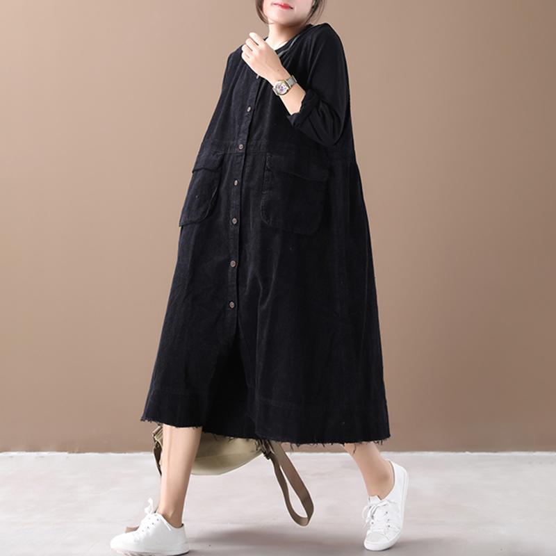 Casual Solid Color Corduroy Sleeveless Dress